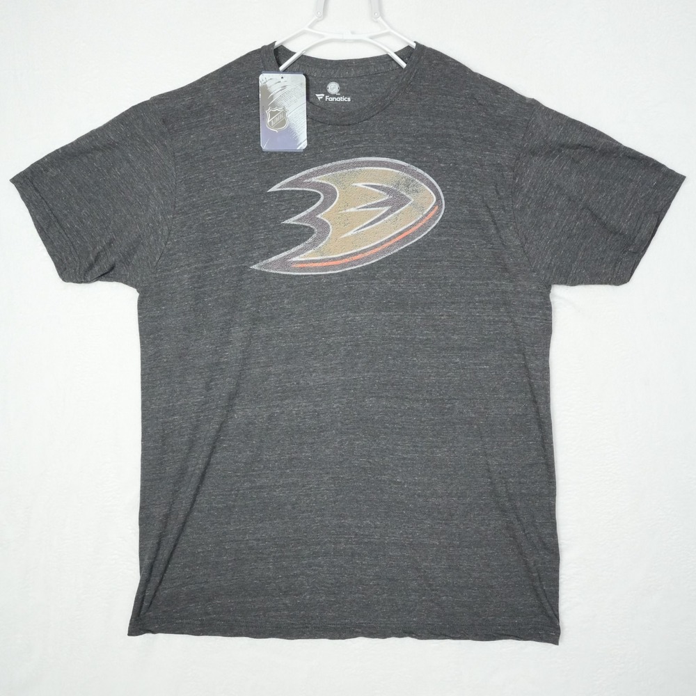 Fanatics NHL Anaheim Ducks Mens XL Dark Gray Big Graphic Heathered New With Tags